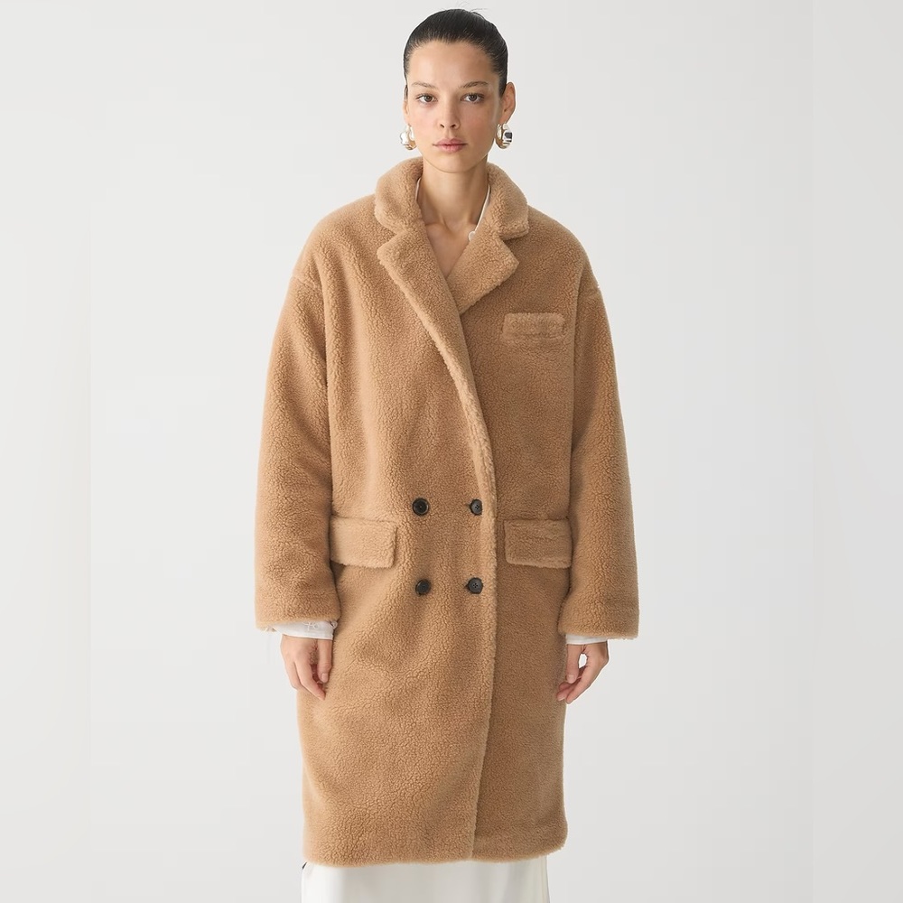 J.Crew Relaxed topcoat in sherpa blend BW157